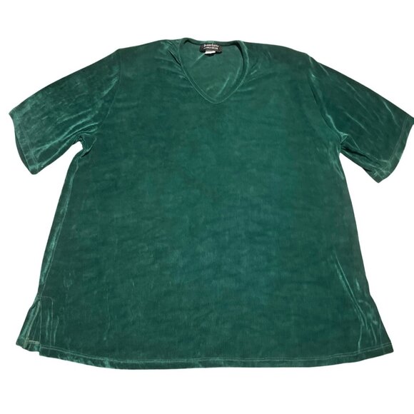 Plus By Peggy Lutz Green Textured Slinky Cardigan Short Sleeve Top Set 18/20 - Picture 10 of 11